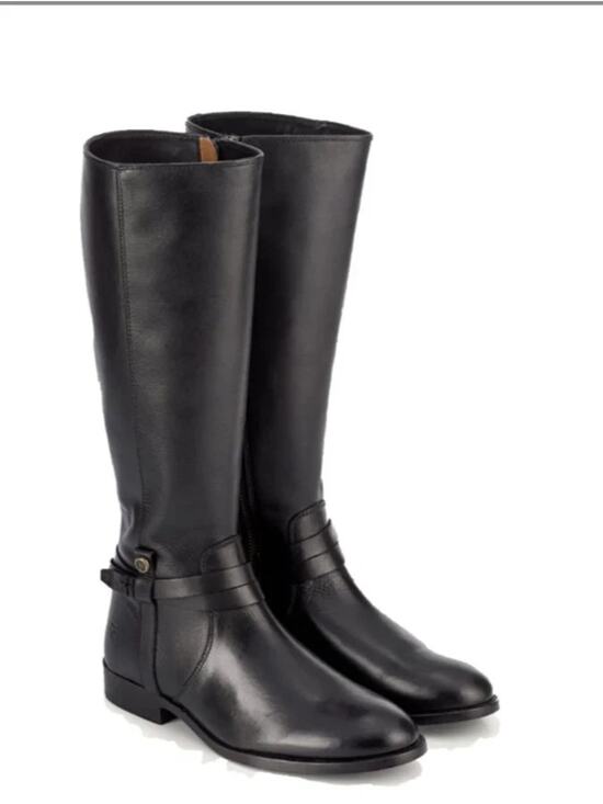 Frye Shoes - New FRYE Oiled-Leather Melissa Belted Side-Zip Tall Boots Black Size 8.5 B